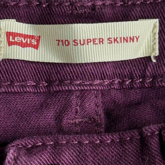 Levis Women's Junior 14 Regular 710 Super Skinny Distressed Purple Jeans - Picture 13 of 14